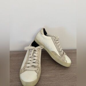 P448 Silver and White Leather Suede Sneakers Suze 38